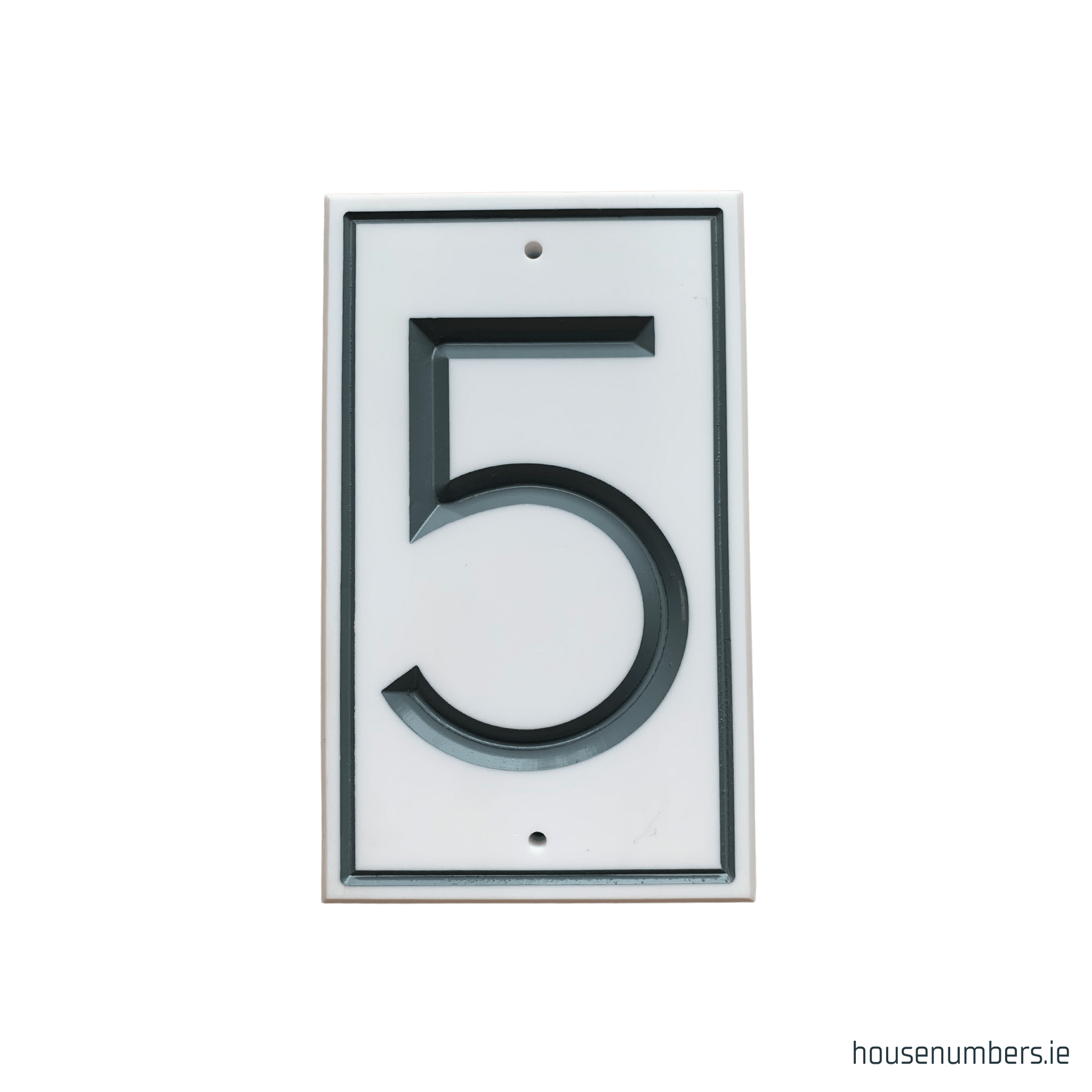 White Rectangle Corian Sign (200x120mm) with Straight Edge - housenumbers.ie